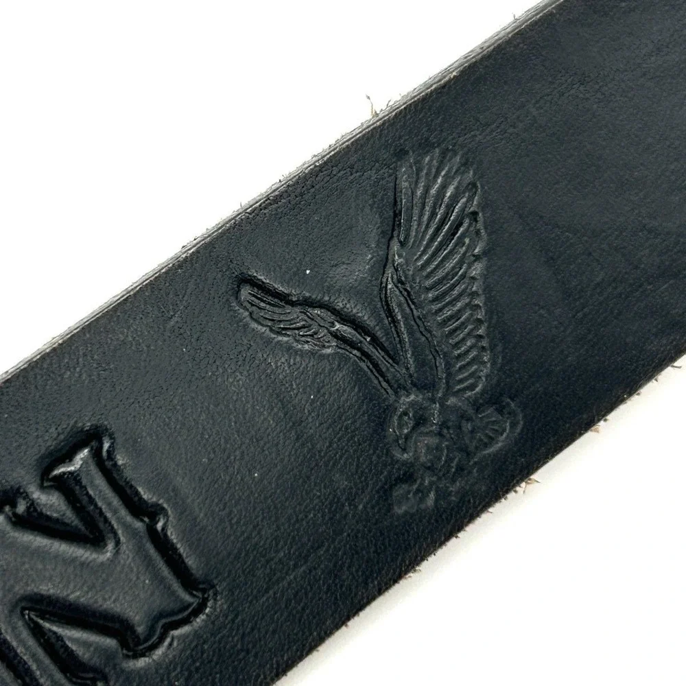 Harley-Davidson Y2K Embossed Black Leather Belt Large Logo Buckle Sz 38-43